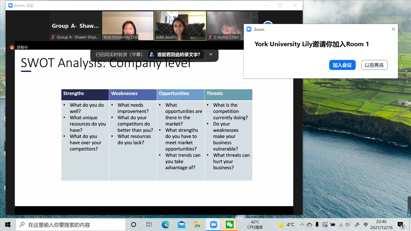 徐华正煜Alex约克大学学习小结
