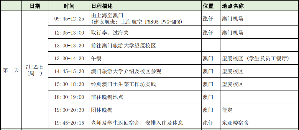 澳门旅游大学暑期游学项目介绍